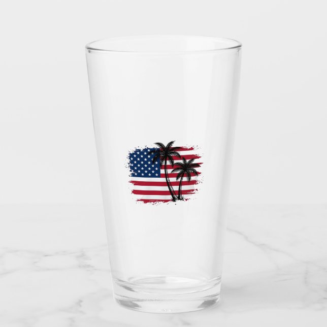 Verre Dessin vectoriel de plage patriotique avec drapeau (Devant)