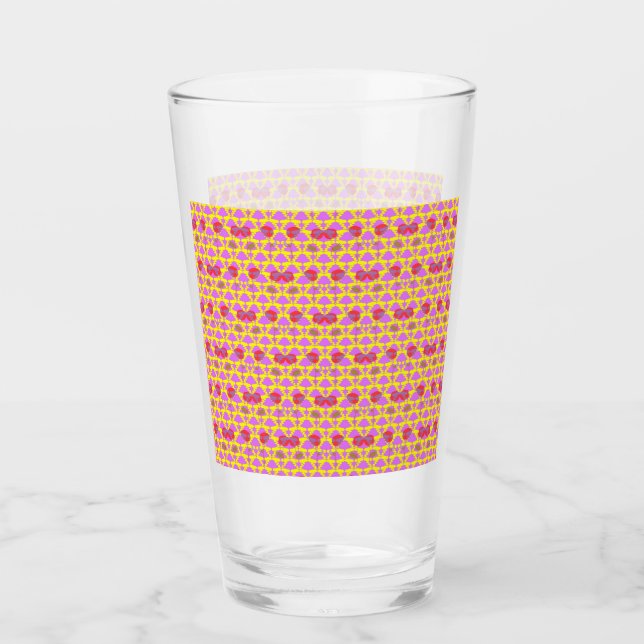 Verre Deux Fleurs Roses (Devant)
