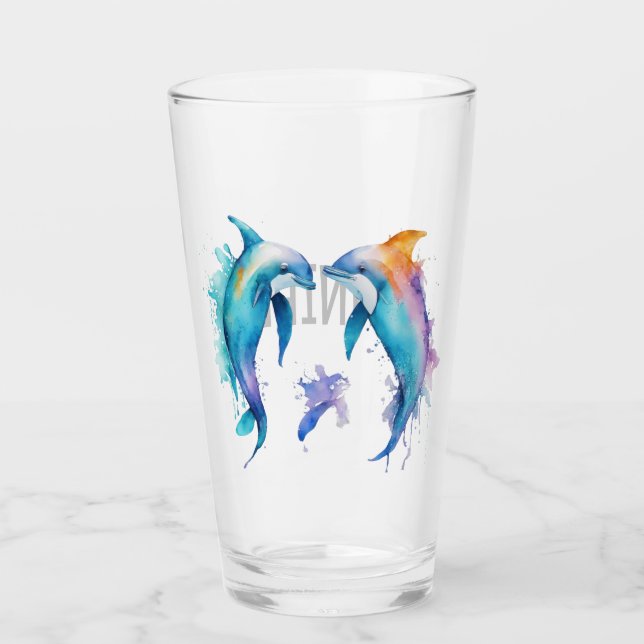 Verre Deux mignons dauphins (Devant)