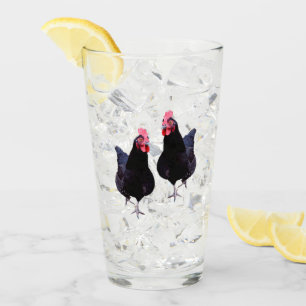 Verre Deux Poulets Noirs Funky,