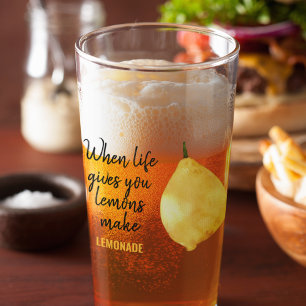 Verre Devis jaune citron amusant