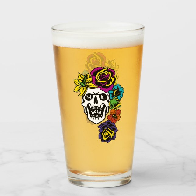 Verre Dia de Muertos Jour du crâne de sucre mort Personn (Devant (rempli))