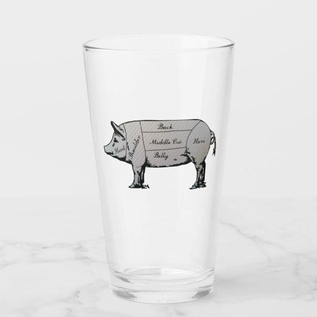 Verre Diagramme de cochon du boucher (Devant)