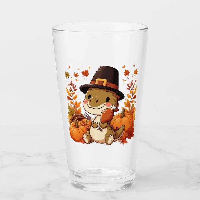 Verre Dinosaur de Thanksgiving mignon (Devant)