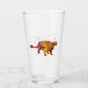 Verre dinosaure Ankylosaurus silhouette à l'aquarelle