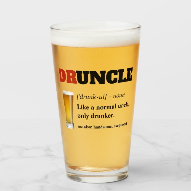 Verre Dire drôle - Oncle fou de Drunny (Devant (rempli))