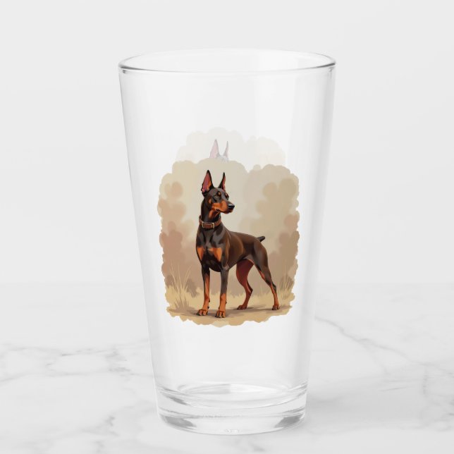 Verre Dobermann Pinscher Chien Brun Rouille Rouge (Devant)