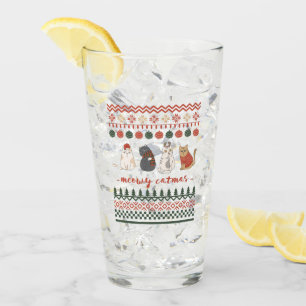 Verre Doodles de chats mignons pour Noël