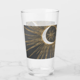 Verre Doodles d'or élégants Sun Moon Mandala Design