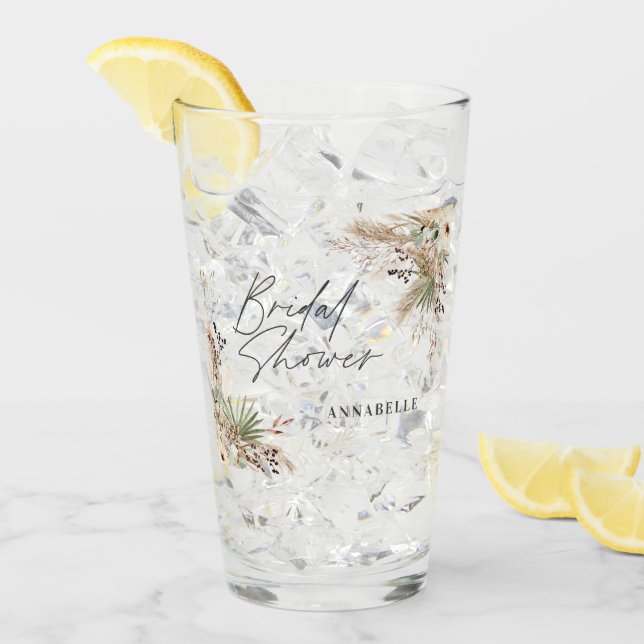 Verre Douche nuptiale pampas herbe fleurie moderne éléga (Devant glace)