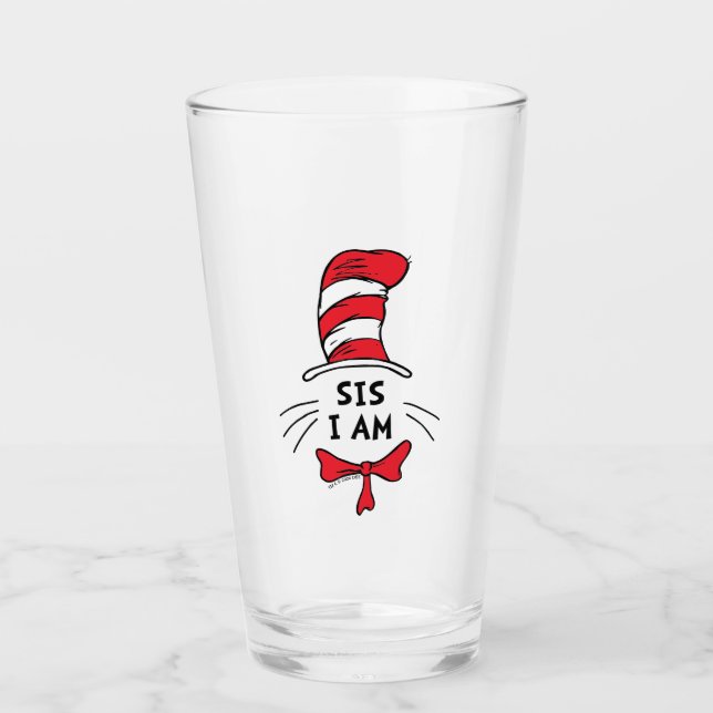 Verre Dr Seuss | Chat dans le Casquette - Sis I am (Devant)