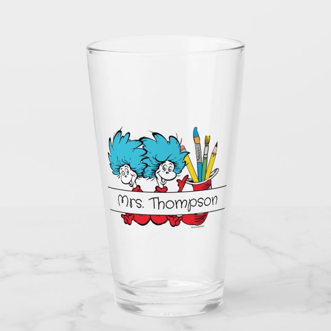 Verre Dr. Seuss | Chose Un Chose Deux Nom de l'enseignan (Devant)
