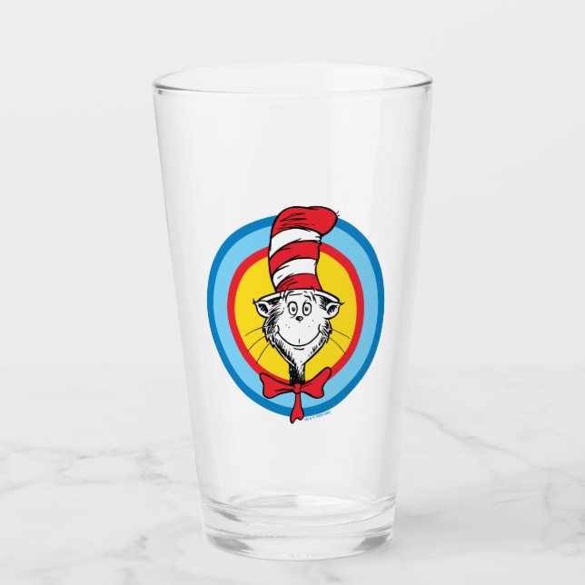 Verre Dr. Seuss | Graphisme de tête de Chat dans le Chap (Devant)