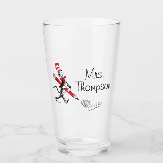 Verre Dr. Seuss | Nom du Chat dans le Chapeau écrit (Devant)