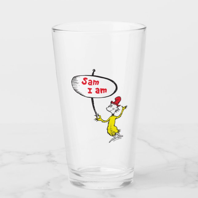 Verre Dr. Seuss | Sam-I-Am tenant une pancarte (Devant)