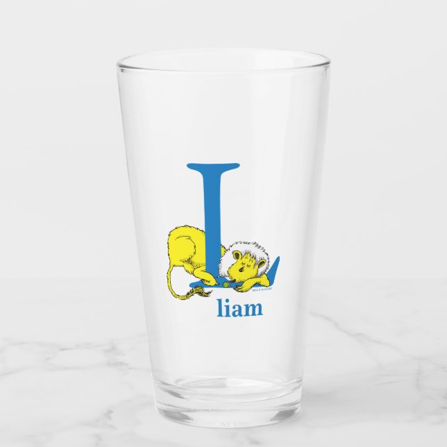 Verre Dr Seuss's ABC : Lettre L - Blue | Add Your Name (Devant)