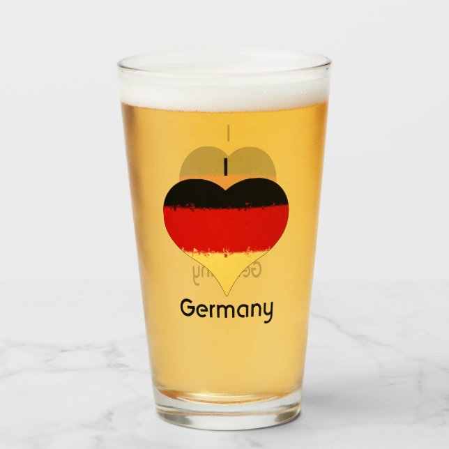 Verre Drapeau allemand I Heart Allemagne (Dos (rempli))