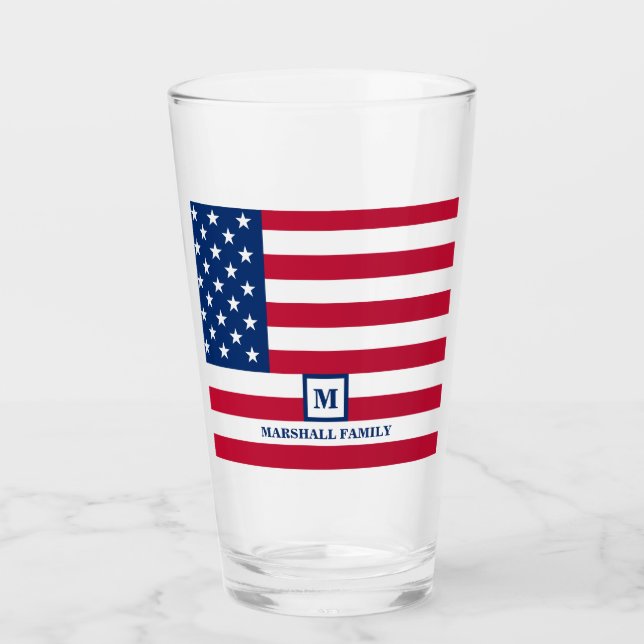 Verre Drapeau américain 4 juillet États-Unis Customisé M (Devant)