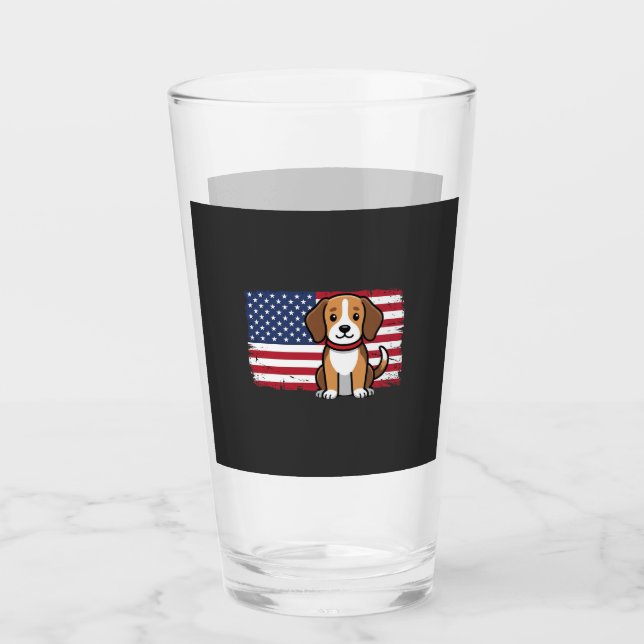 Verre Drapeau Américain Chien Patriote Vector (Devant)