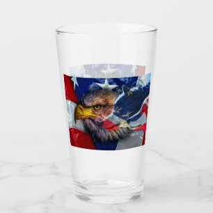 Verre Drapeau américain du loup d'aigle chauve