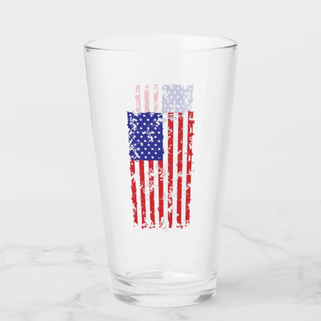 Verre Drapeau américain en détresse (Devant)