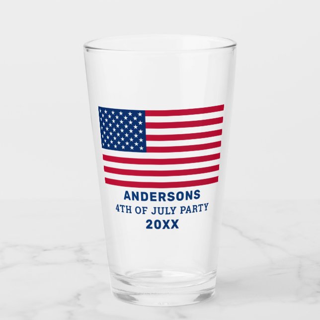 Verre Drapeau américain Personnalisé 4 juillet Parti (Devant)