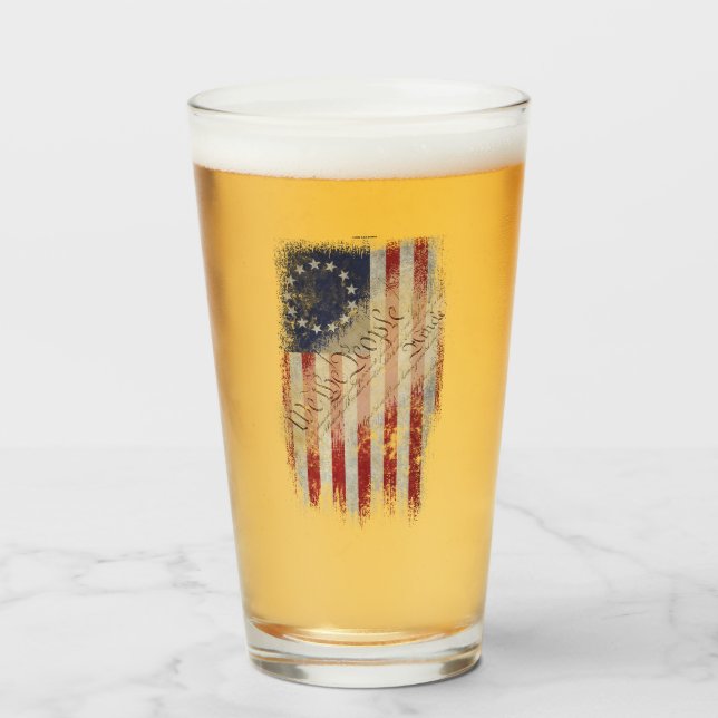 Verre Drapeau américain vintage Betsy Ross (Devant (rempli))