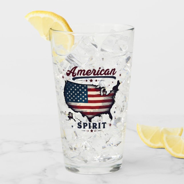 Verre Drapeau américain vintage USA Carte Art déprimé (Devant glace)