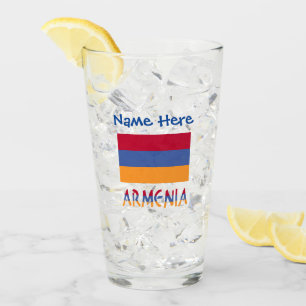 Verre Drapeau arménien Arménie Personnalisation Bleue