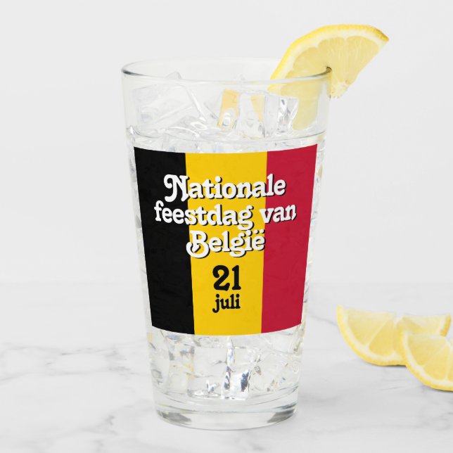 Verre Drapeau belge néerlandais Fête nationale van Belgi (Dos glace)