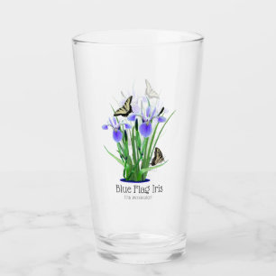 Verre Drapeau bleu Iris et papillons Swalloway