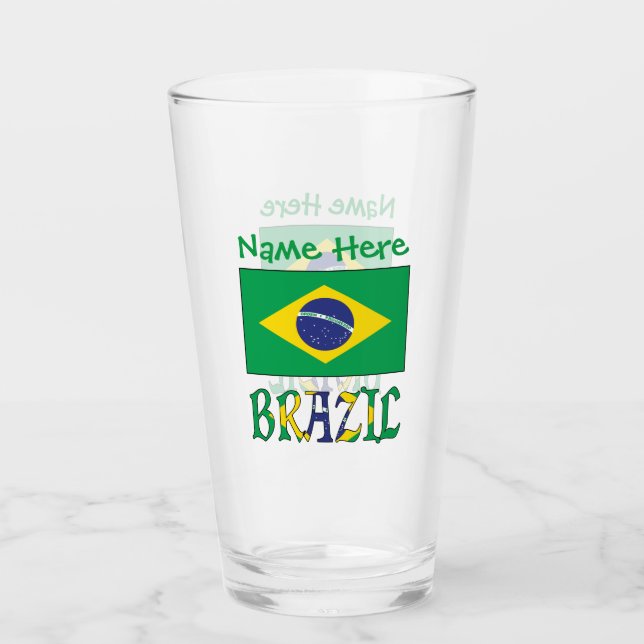Verre Drapeau brésilien du Brésil Vert Personnalisation  (Devant)