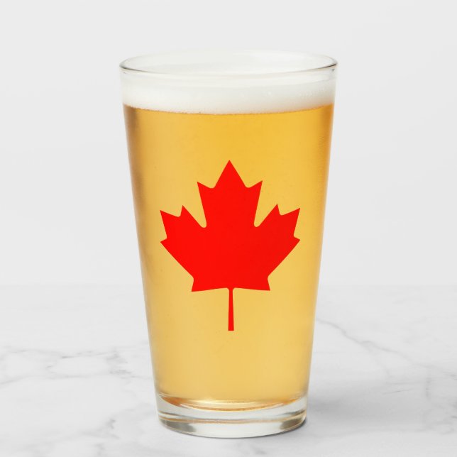 Verre Drapeau canadien Feuille d'érable rouge (Devant (rempli))