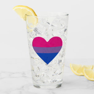 Verre Drapeau de fierté bisexuel Cœur