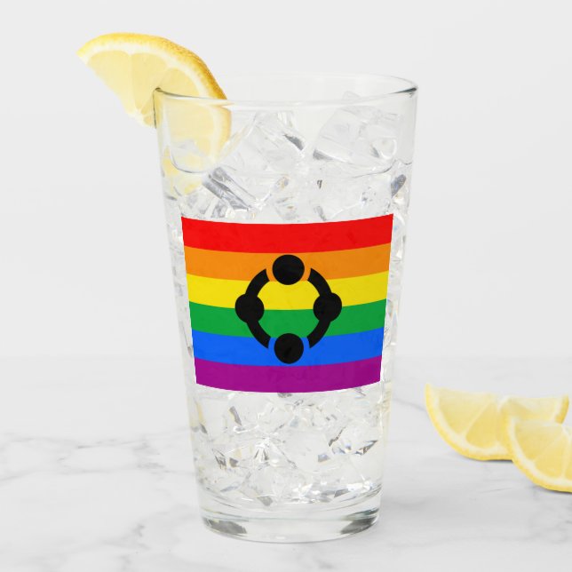 Verre Drapeau de fierté de niche arc-en-ciel (Devant glace)