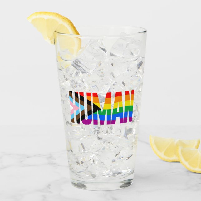 Verre Drapeau de fierté d'inclusivité humaine (Devant glace)
