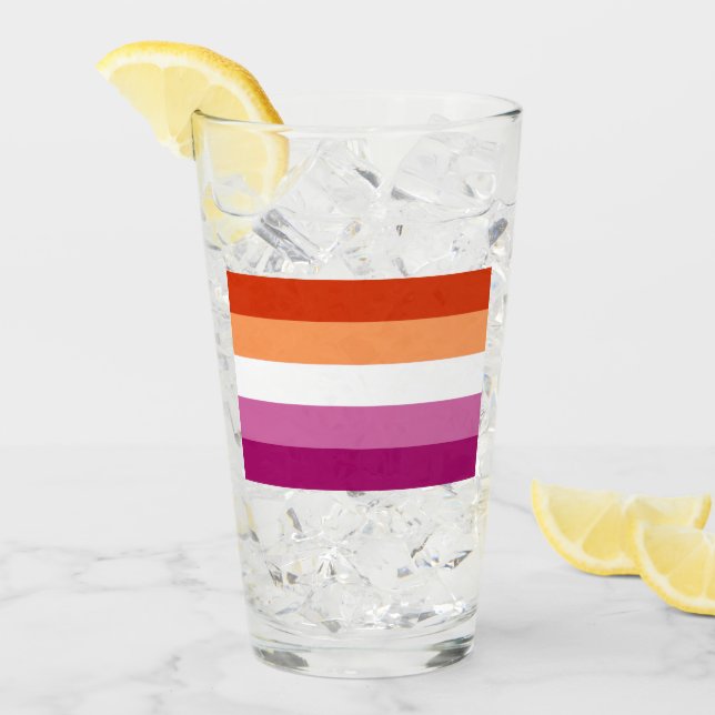 Verre Drapeau de fierté lesbienne (5 bandes) (Devant glace)