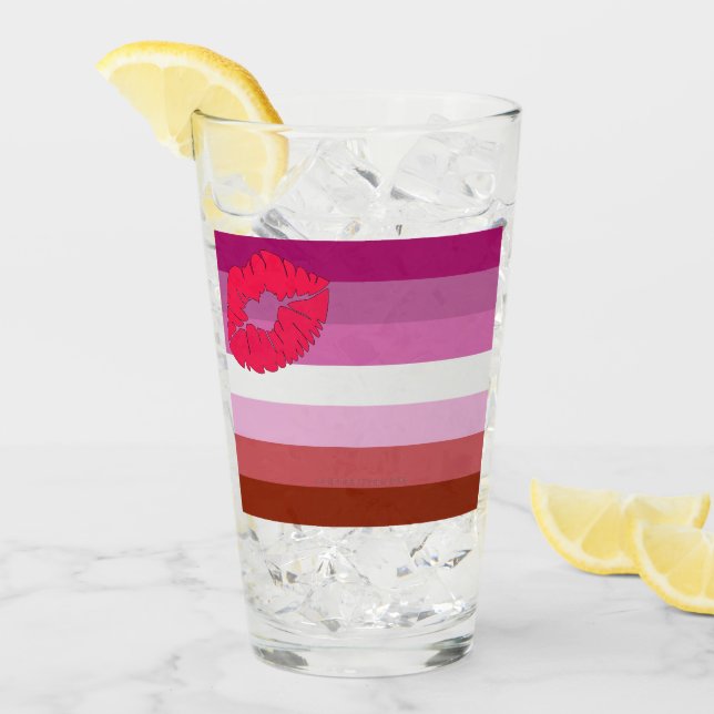 Verre Drapeau de fierté lesbienne au rouge à lèvres Slip (Devant glace)
