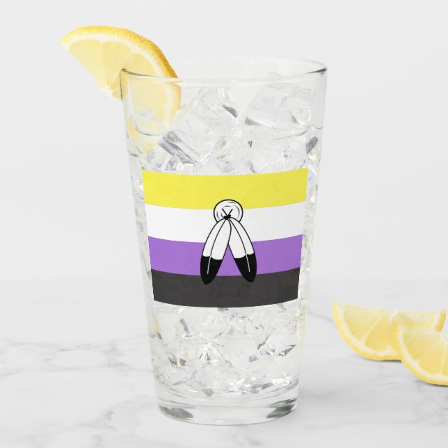 Verre Drapeau de fierté non binaire Two-Spirit (Devant glace)