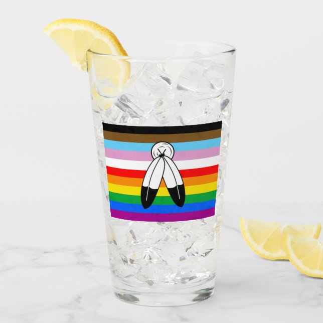 Verre Drapeau de fierté Progress Pride LGBTQ+ Two-Spirit (Devant glace)