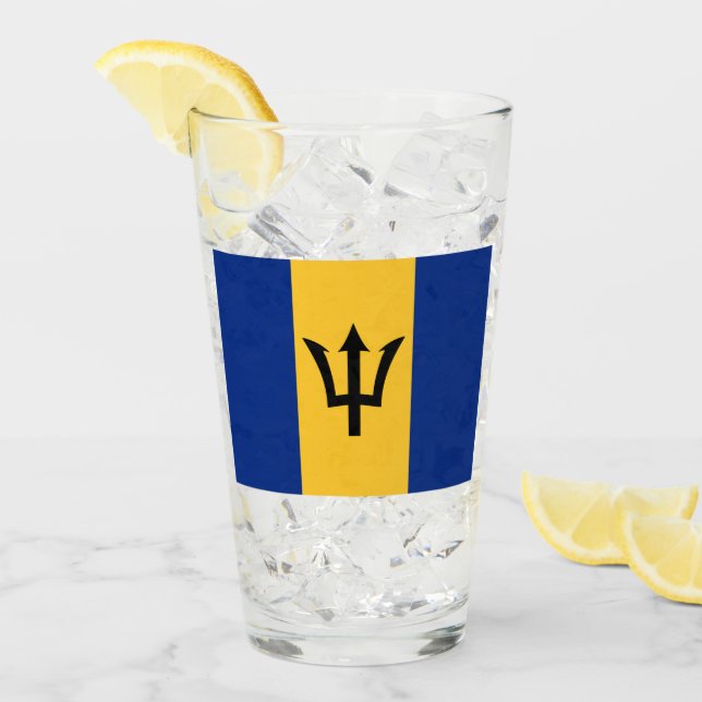 Verre Drapeau de la Barbade (Bajan) (Devant glace)