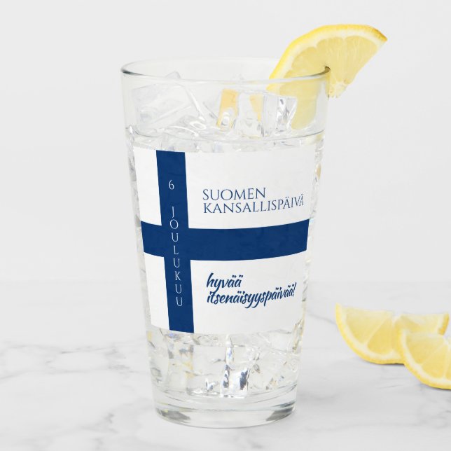 Verre Drapeau de la fête nationale finlandaise (Dos glace)