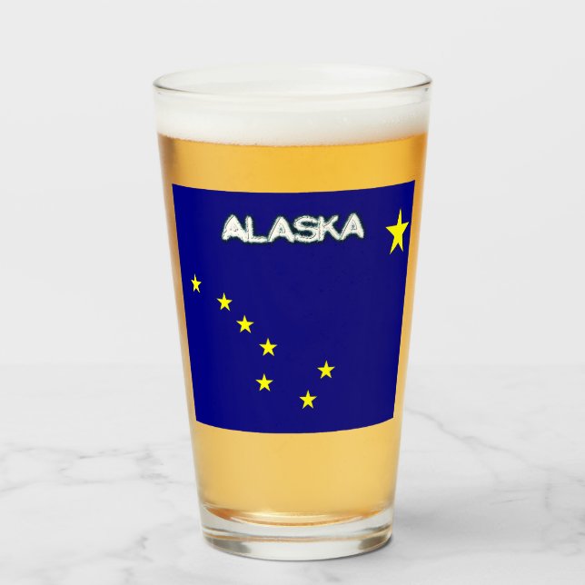 Verre Drapeau de l'Alaska      (Devant (rempli))