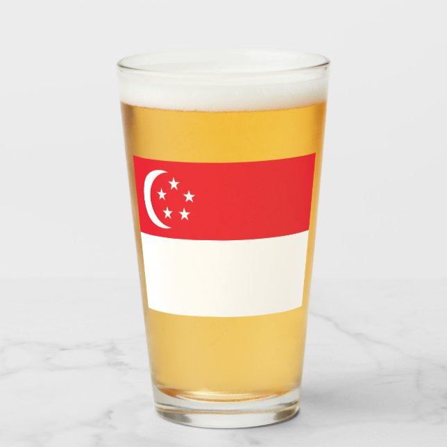 Verre Drapeau de Singapour (Devant (rempli))