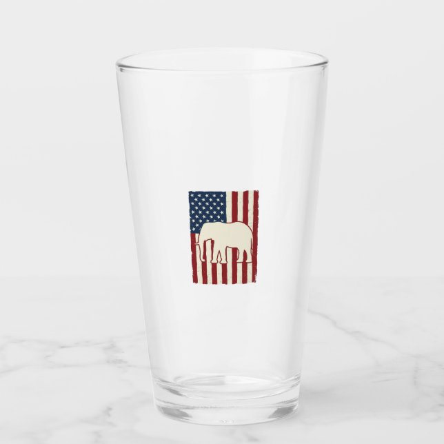 Verre Drapeau d'éléphant patriotique Conception de vecte (Devant)