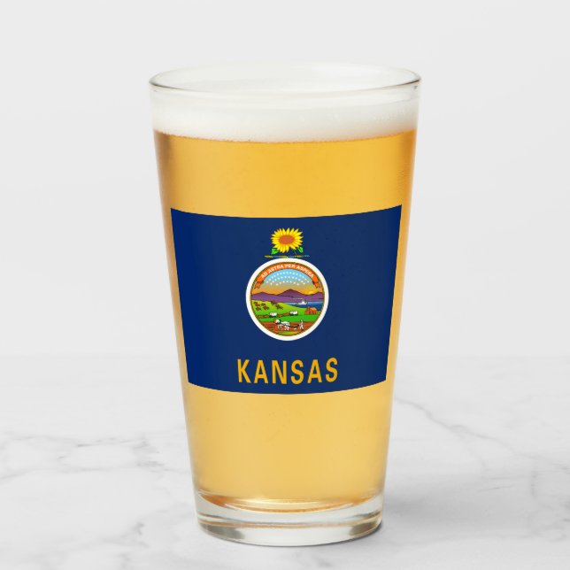 Verre Drapeau d'État du Kansas (Devant (rempli))