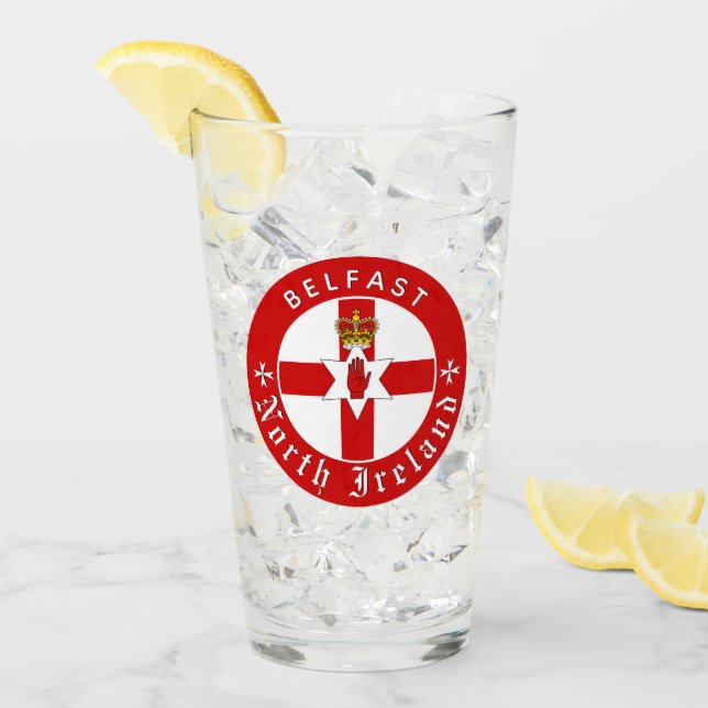 Verre Drapeau d'Irlande du Nord, Belfast, Irlandais Ulst (Devant glace)