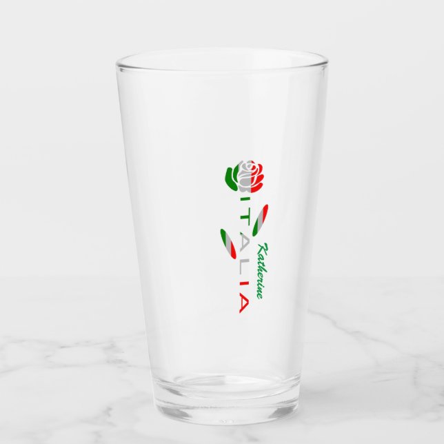Verre Drapeau d'Italie Rose Personnalisé (Devant)