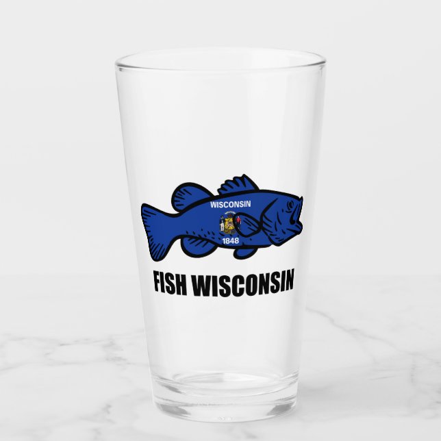 Verre Drapeau du Wisconsin de poisson (Devant)