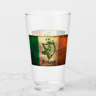Verre Drapeau et harpe irlandais